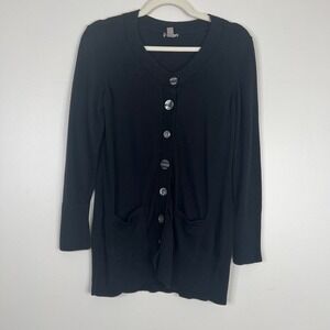 J Jill Button Front Longline Cardigan Mother of Pearl Buttons Cotton Silk Blend
